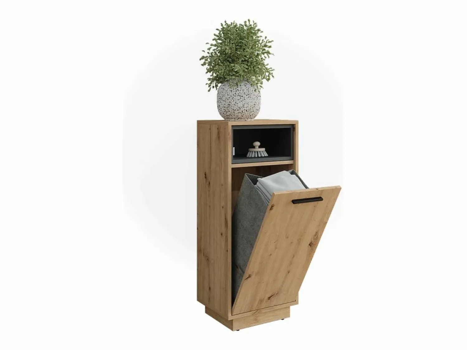 New Armario para la ropa sucia roble artesanal/antracita 38x30x93 beatrice Columna De Baño
