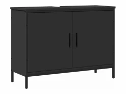 Sale Armario para lavabo de baño madera ingeniería 80x30x60 cm ES431307 Negro