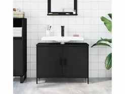 Sale Armario para lavabo de baño madera ingeniería 80x30x60 cm ES431307 Negro