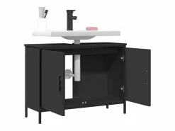Sale Armario para lavabo de baño madera ingeniería 80x30x60 cm ES431307 Negro