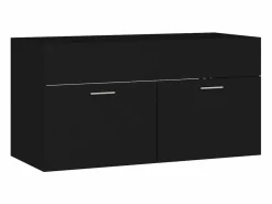 vidaxl Armario para lavabo madera contrachapada 90x38,5x46 cm Negro