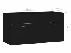 vidaxl Armario para lavabo madera contrachapada 90x38,5x46 cm Negro