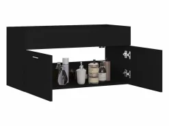 vidaxl Armario para lavabo madera contrachapada 90x38,5x46 cm Negro