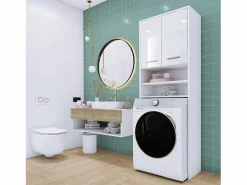 Discount Armario para lavadora, 2 armarios, 180 x 64 x 30 cm, mate Blanco