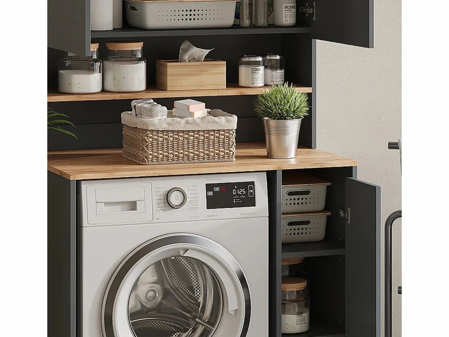 Outlet Vicco Armario para lavadora antracita/roble dorado 93.6x60.3x88.2 viktor Gris antracita