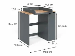 Vicco Armario para lavadora antracita/roble dorado 93.6x60.3x88.2 viktor