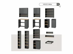 Vicco Armario para lavadora antracita/roble dorado 93.6x60.3x88.2 viktor