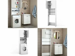 Vicco Armario para lavadora 64x26x190 Blanco