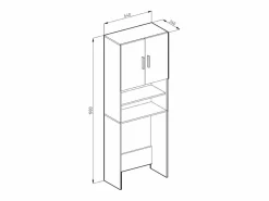 Vicco Armario para lavadora hormigón 64x26x190 Gris claro