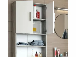 Vicco Armario para lavadora hormigón 64x26x190 Gris claro