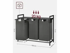 New Armario para ropa Valora de 3 x 38 L, y negro | Tres compartimentos Gris