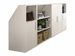 Vente-unique Armario para techo abuhardillado 4 puertas 2 estantes 2 estantes - ADEZIO
