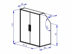 Vente-unique Armario para techo abuhardillado 4 puertas 2 estantes 2 estantes - ADEZIO