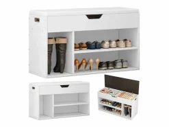 Outlet ARMARIO PARA ZAPATOS CON ASIENTO DE MADERA, 3 ESTANTES, APERTURA, , 80 CM Blanco