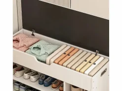 Outlet ARMARIO PARA ZAPATOS CON ASIENTO DE MADERA, 3 ESTANTES, APERTURA, , 80 CM Blanco