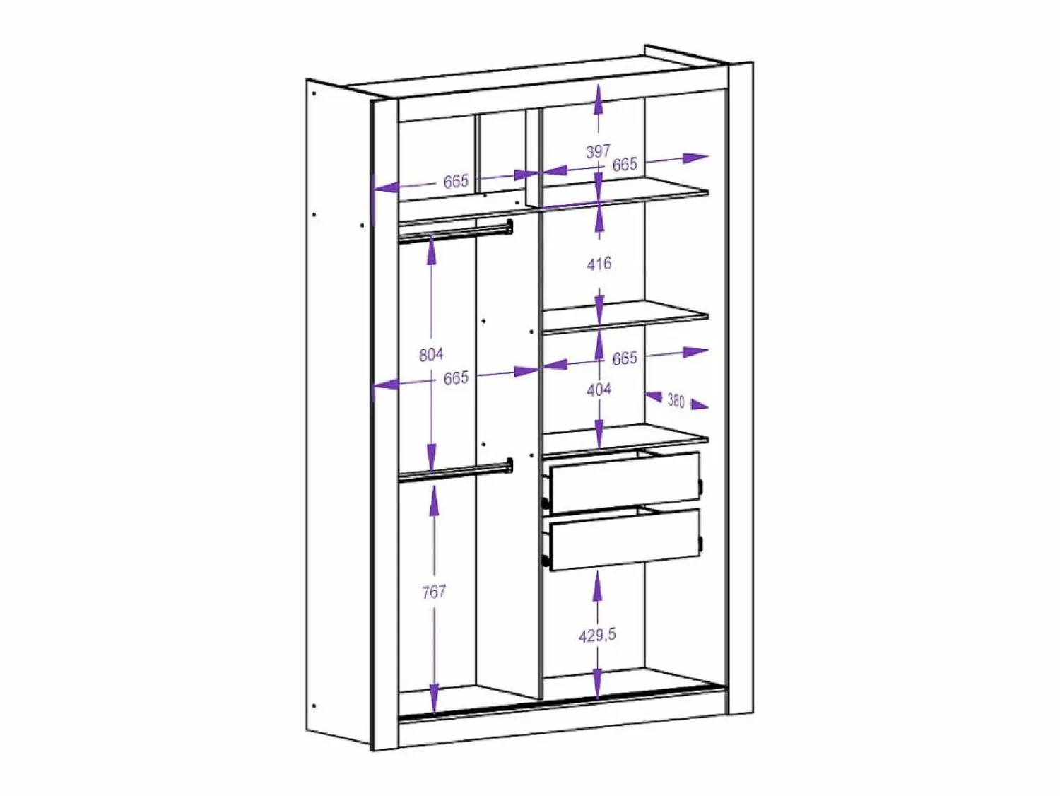 Discount Armario PETTERI 2 puertas correderas espejo Ancho 152cm Armario