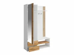 Clearance Armario recibidor con espejo y almacenamiento - Blanco y Natural - JANAKIA Armario De Entrada