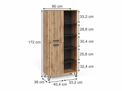 Outlet Vicco Armario roble wotan 80x38x172 amber Color natural oscuro