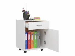 Clearance vidaxl Armario rodante de madera contrachapada 45x38x54 cm Blanco