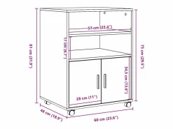 Hot Armario rodante de madera antigua 60x48x81 cm madera de ingeniería Marru00f3n