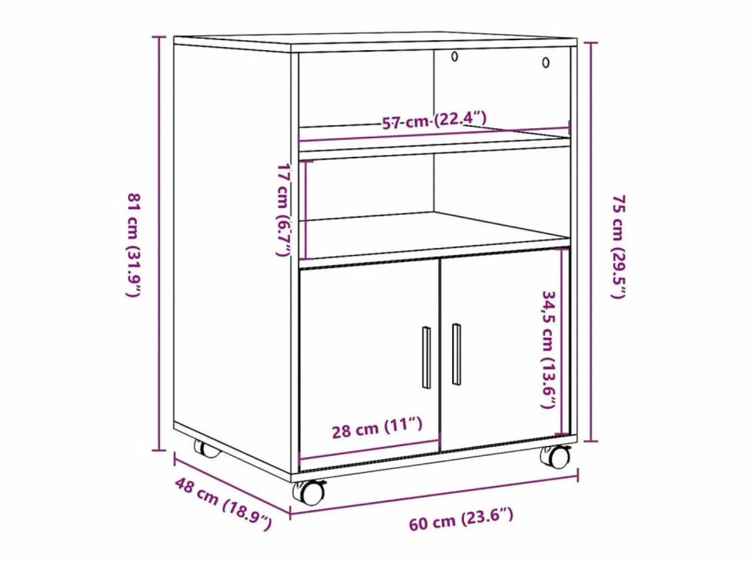 Armario rodante hormigón 60x48x81 cm madera de ingeniería