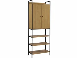 Vente-unique Armario ropero -2 puertas, 3 estanterías y 1 barra para colgar la ropa - Color: roble y negro - TAPORA Color natural claro