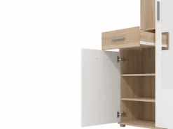 Clearance Vente-unique Armario ropero con compartimentos y 1 espejo - Natural y blanco CAMOLA Color natural claro / Blanco