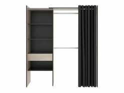 Best Armario ropero extensible Ancho 110/160 cm cortina, cajón Color roble y antracita LAURENT Armario Abierto, Vestidor