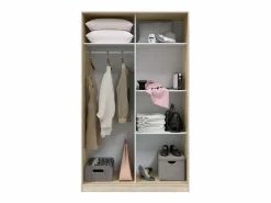 New Armario ropero puertas correderas Plus Noon acabado roble combinado con blanco 200 cm(alto Marru00f3n