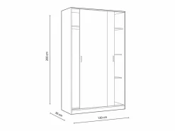 New Armario ropero puertas correderas Plus Noon acabado roble combinado con blanco 200 cm(alto Marru00f3n