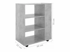 Outlet vidaxl Armario ruedas madera contrachapada hormigón 60x35x75 cm Gris