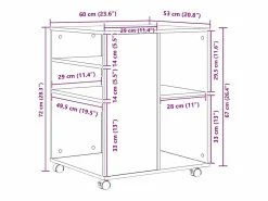Online vidaxl Armario ruedas madera contrachapada hormigón 60x53x72 cm Gris