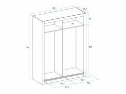 Outlet Armario Sava 2 puertas correderas mate 201x150,5x58,7 cm Armario