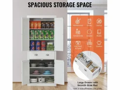 Sale Armario SucceBuy de Despensa de Cocina 183cm, 4 Puertas, 3 Estantes Ajustables, Almacenamiento, Diseñado para Familias Grandes y Restaurantes Aparador De Cocina