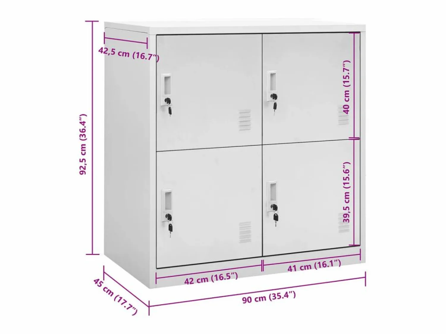 Hot vidaxl Armario taquilla de acero claro 90x45x92,5 cm Gris