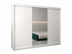 Hot Abiks Möbel Armario TOKYO 1 de puertas correderas 200/250/62 3 puertas (blanco/blanco) Blanco / Plateado