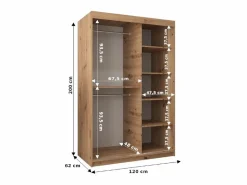 Discount Abiks Möbel ARMARIO VERONA 2 DE PUERTAS CORREDERAS 200/120/62 2 puertas (negro/negro) Negro / Plateado
