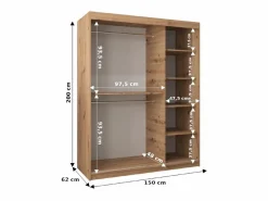 Abiks Möbel ARMARIO VERONA 4 DE PUERTAS CORREDERAS 200/150/62 2 puertas (blanco/blanco)