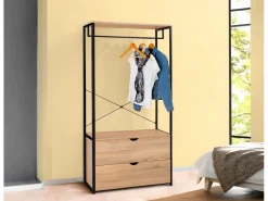 Saldosystocks Armario Vestidor de Dormitorio Industrial Ega, 2 Cajones 166x78x38 cm