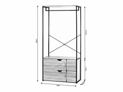 Saldosystocks Armario Vestidor de Dormitorio Industrial Ega, 2 Cajones 166x78x38 cm