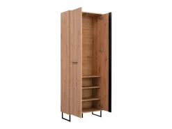 New Armario 70,5x194,5x35 cm Madera de roble natural Conjunto de pasillo de 5 piezas Gris antracita / Gris / Marru00f3n