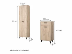 Clearance Armario 53,5x192x35 cm Madera de roble gris Juego de pasillo de 5 piezas Gris / Marru00f3n