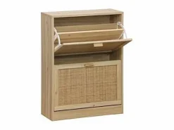 Hot Armario Zapatero 2 Puertas abatibles Decor acabado pino/rattan, 60cm(ancho) 82cm(altura) 2 Zapatero|Mueble De Almacenaje