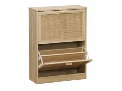 Hot Armario Zapatero 2 Puertas abatibles Decor acabado pino/rattan, 60cm(ancho) 82cm(altura) 2 Zapatero|Mueble De Almacenaje