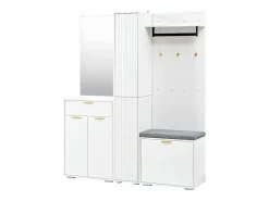 New Armario/perchero - 150 x 36 x 180 cm - con banco zapatero + mueble de almacenaje + espejo + cajones - aglomerado - Armario De Entrada