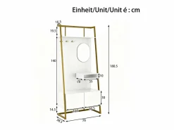 Merax Armario/trastero con espejo + zapatero - ganchos metálicos - 78 x 38,5 x 180,5 cm - MDF -