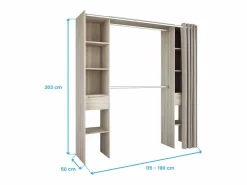 Armario/Vestidor Abierto Dana para Dormitorio en Roble Shannon 203x115-190x50 cm