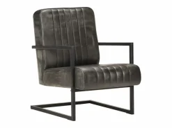 Outlet Garden Furniture Armel Sillón voladizo cuero auténtico envejecido Gris