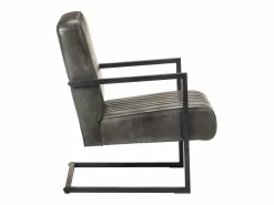 Outlet Garden Furniture Armel Sillón voladizo cuero auténtico envejecido Gris
