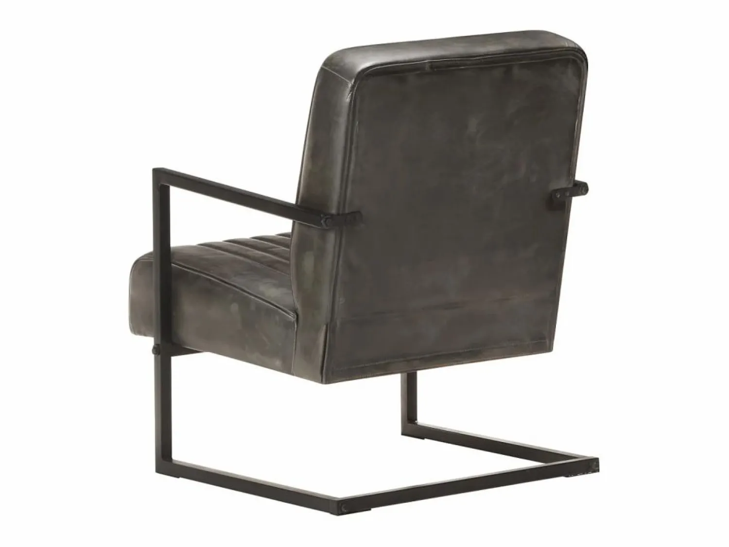 Outlet Garden Furniture Armel Sillón voladizo cuero auténtico envejecido Gris